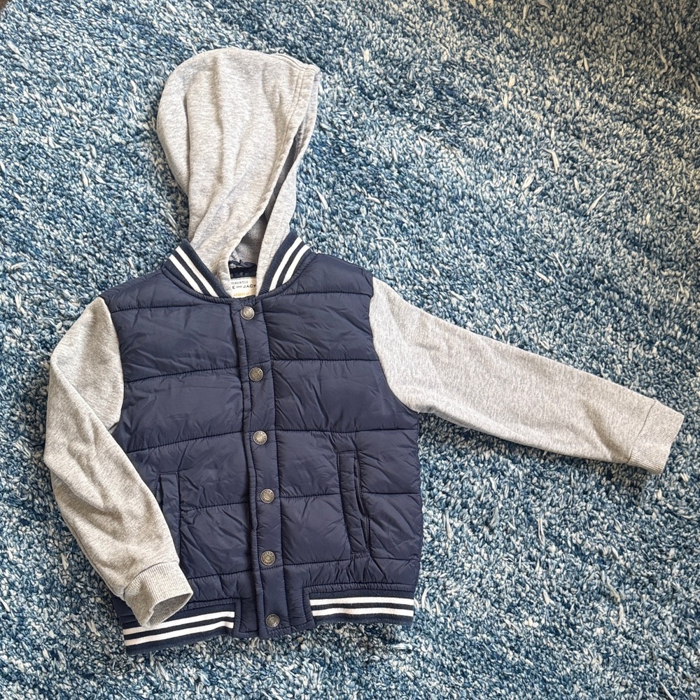 Janie and Jack Navy and Gray Bomber Jacket